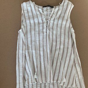 Zara White Linen Tank Top